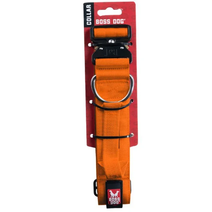 Boss Dog Tactical Collar 2″ Wide 20″-28″ XLarge Solid Orange