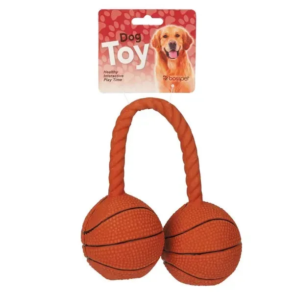 Boss Pet Products – Twin Basketballs Connected In Middle Latex