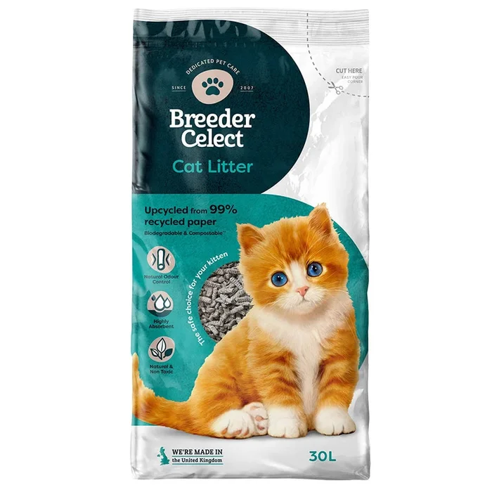 Breeder Celect Recycled Paper Pellet Cat Litter