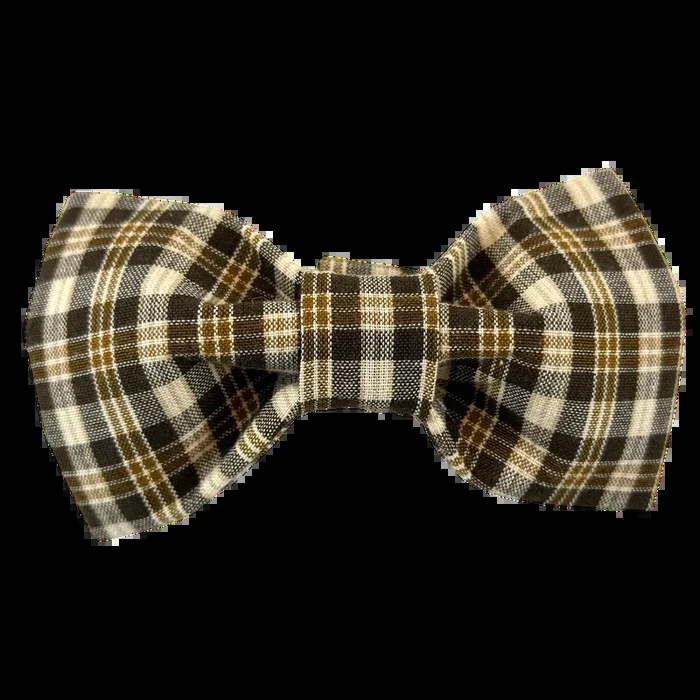 Brown and Tan Plaid Dog Bow Tie – 1106