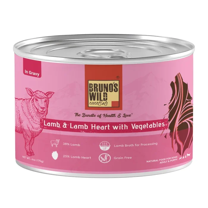 Bruno’s Wild Essentials Lamb and Lambheart with Vegetable Dog Wet Food