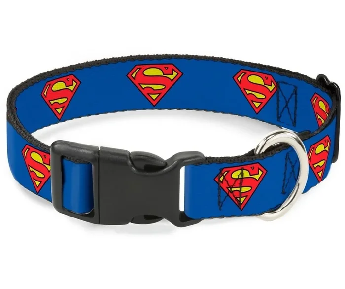 Buckle Down – Superman Shield Blue Plastic Clip Dog Collar