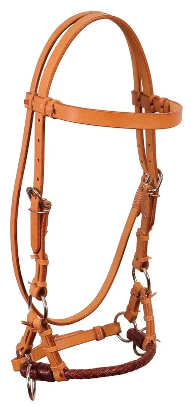 Buffalo Leather Fully Adjustable Leather Nose Side Pull Headstall