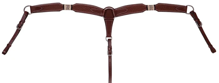 Buffalo Leather Rawhide & Basketweave Contoured Breast Collar