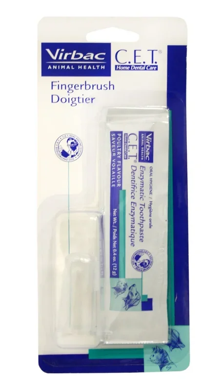 C.E.T. Fingerbrush with Poultry Toothpaste Packet for Dogs & Cats