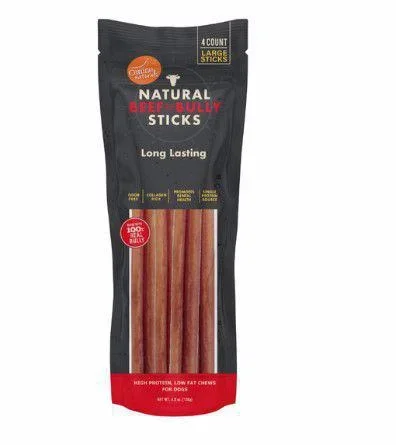 Canine Natural 10″ Dog 4pk Large Beef Bully Stick Chew