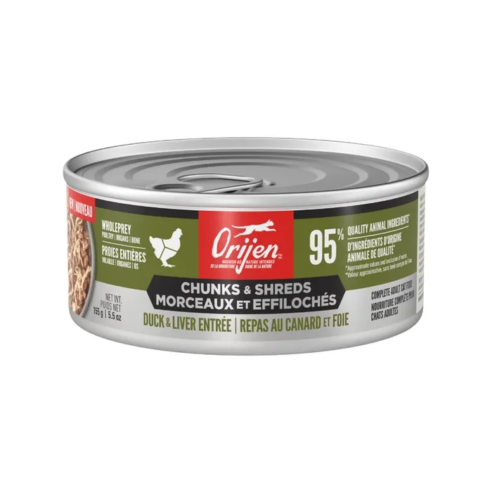 Canned Cat Food – CHUNKS & SHREDS – Duck & Liver Entrée