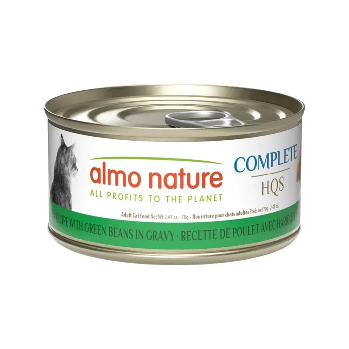Canned Cat Food – Complete HQS – Chicken Recipe with Green Beans in Gravy – Adult