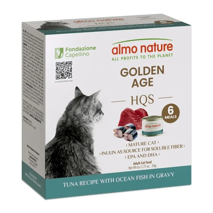 Canned Cat Food – Supportive Formulas HQS – Golden Age – Tuna Recipe with Ocean Fish in Gravy – Adult