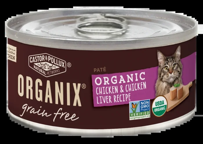 Castor and Pollux Organix Grain Free Organic Chicken and Chicken Liver Recipie Canned Cat Food