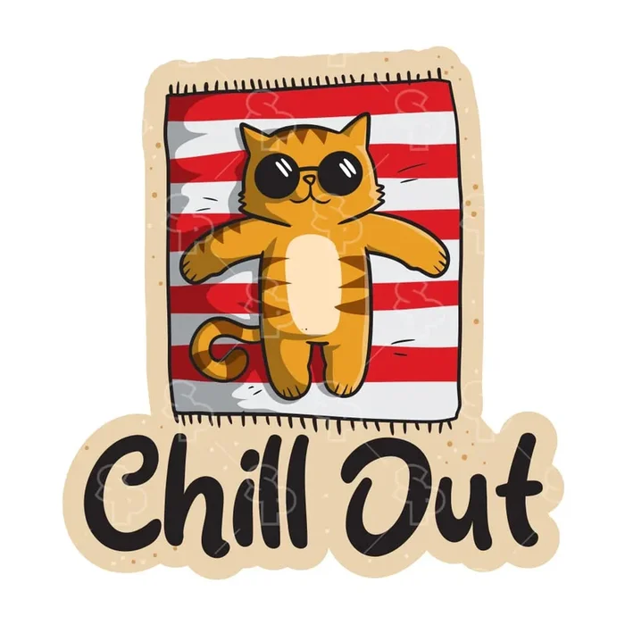 Cat Beach Chills – Sticker