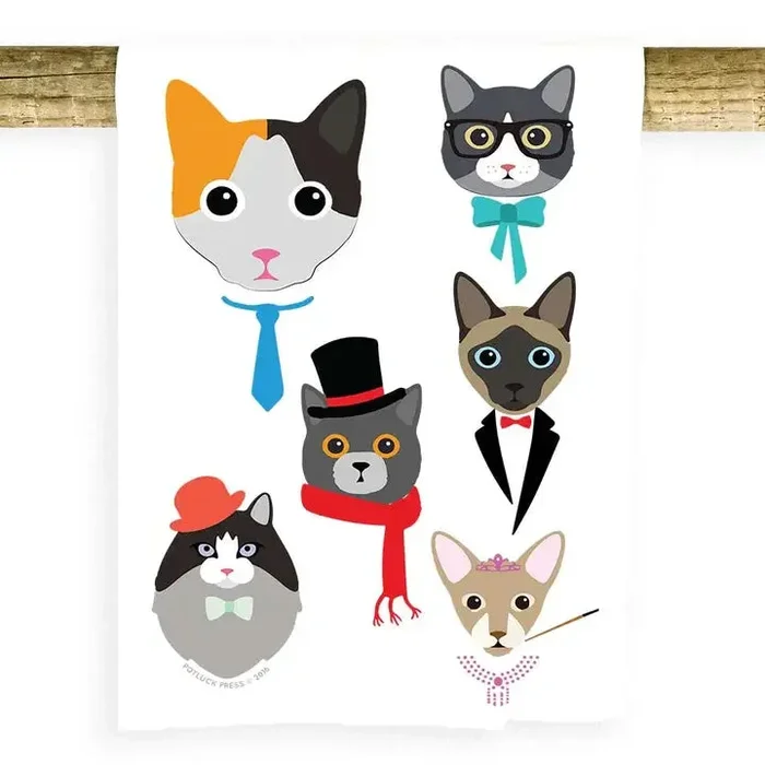 Cat Characters Tea Towel