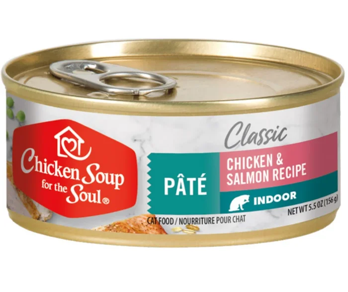 Chicken Soup for the Soul – Classic – Indoor Breeds, Adult Cat Chicken & Salmon Recipe Paté Canned Cat Food