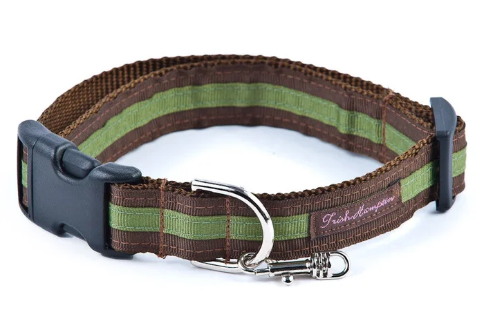 Chocolate/Green Stripe Dog Collar – 301