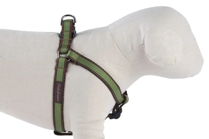 Chocolate/Green Stripe Dog Harness – 301