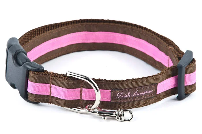 Chocolate/Hot Pink Stripe Dog Collar – 302