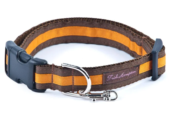 Chocolate/Orange Stripe Dog Collar – 303