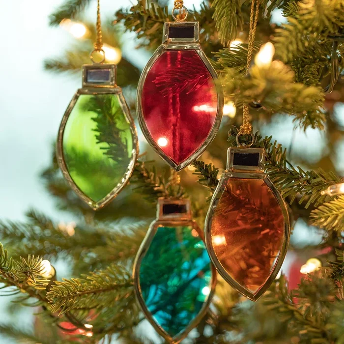 Christmas Bulbs Stained Glass Ornaments – Set of 4 | Handmade, Fair Trade