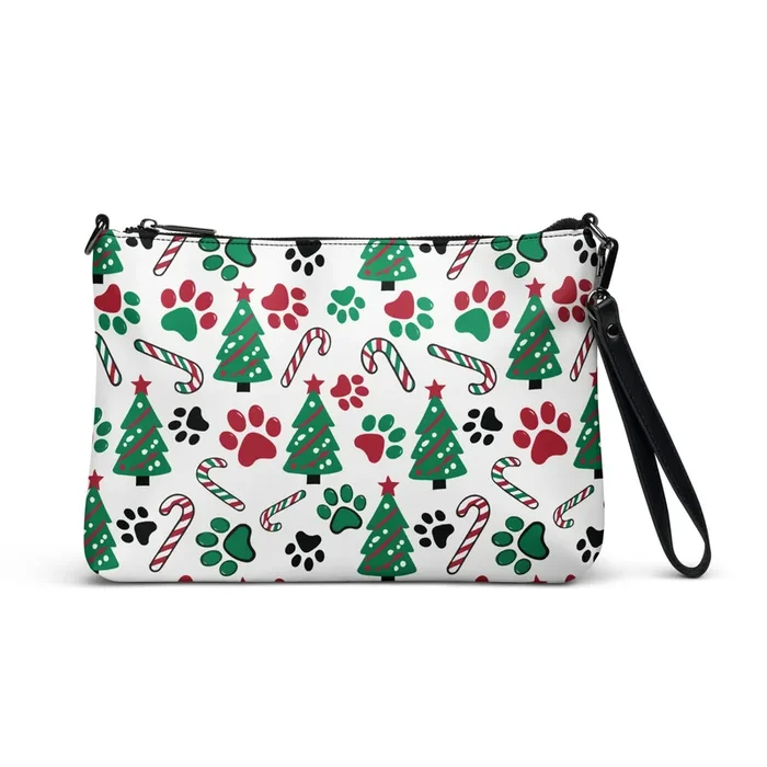 Christmas Paws & Candy Canes Crossbody Purse