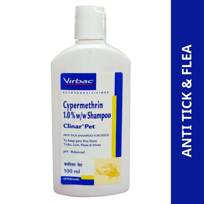 Clinar Pet Anti Tick & Flea Shampoo for Dogs (100ml)