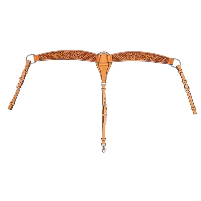 Cody Pro Floral & Basketweave Tooled Contoured Breast Collar