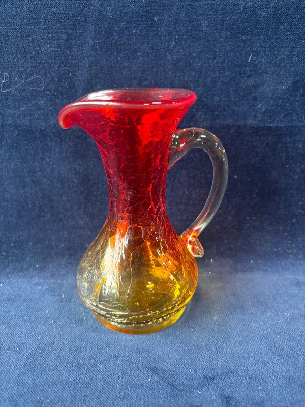 Crackle Red And Orange Vase Pitcher