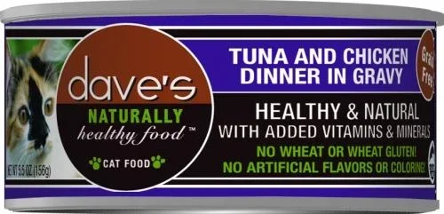 Dave’s Naturally Healthy Tuna and Chicken Dinner in Gravy Canned Cat Food