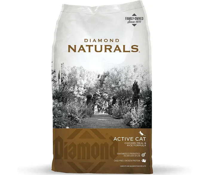 Diamond Naturals – Active Cats, All Life Stages Chicken Meal and Rice Formula Dry Cat Food