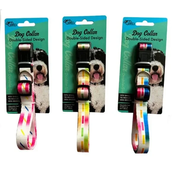 Dog Collar Double-Sided Design Print, Assorted Patterns, 15″-18″