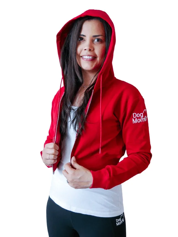 Dog Mom Crop Top Hoodie – Burgundy