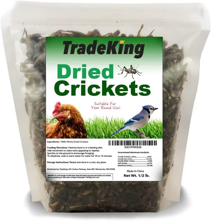 Dried Crickets for Reptiles & Chickens, 1/2 lb