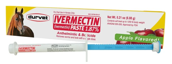 Durvet Ivermectin Horse Dewormer Paste 1.87%, Apple Flavor, 6.08 gm
