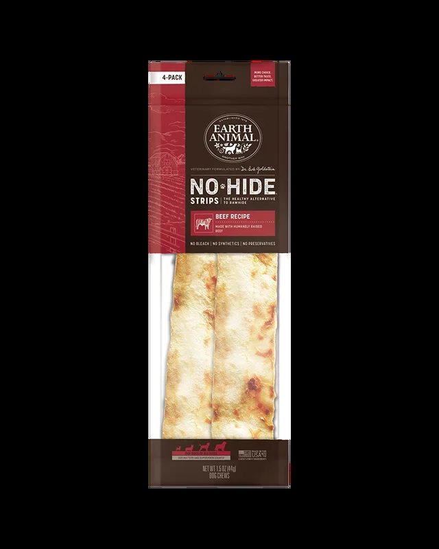 Earth Animal Beef No-Hide® Strip Dog Chews 4-Pack