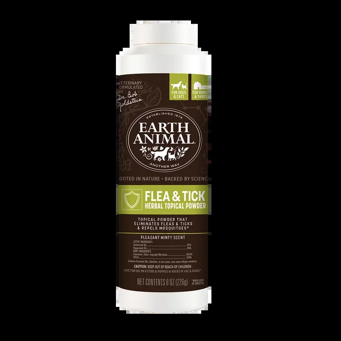 Earth Animal Flea & Tick Herbal Topical Powder for Cats & Dogs