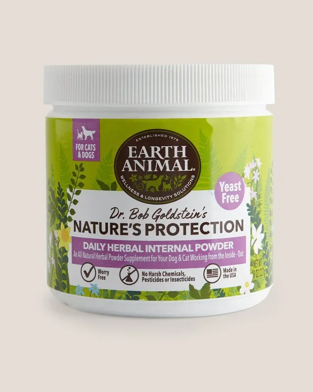 Earth Animal Nature’s Protection Flea & Tick Daily Internal Powder for Dogs & Cats 8oz