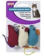Ethical Cat Burlap Colored Mice Toy 3pk