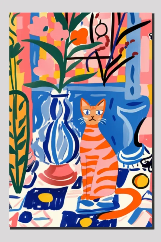 EverythingBoho Boho Cat Art on Canvas
