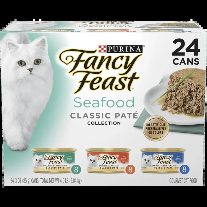 Fancy Feast Classic Pate Variety Pack Wet Cat Food 24 × 3 oz Cans