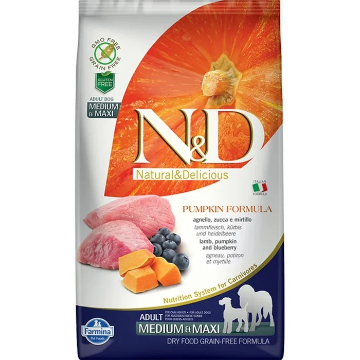 Farmina N&D Pumpkin Lamb & Blueberry Adult Medium & Maxi Dry Dog Food