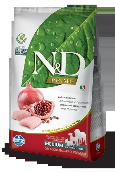 Farmina Prime N&D Natural & Delicious Grain Free Medium Adult Chicken & Pomegranate Dry Dog Food