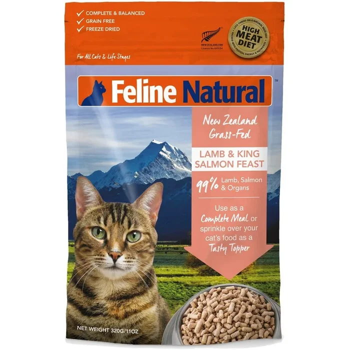 Feline Natural Freeze Dried Cat Food – Lamb & King Salmon – 11oz Bag