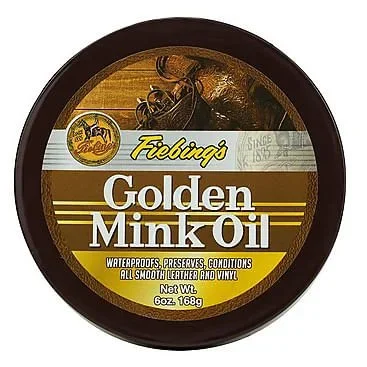 Fiebing’s Golden Mink Oil Leather Preserver – Softening, Conditioning, and Waterproofing Treatment for Smooth Leather, 6 oz