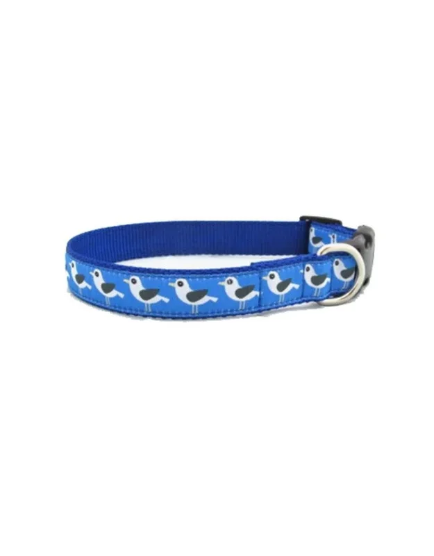 FISH & BONE Dog Collars Gulls on Blue