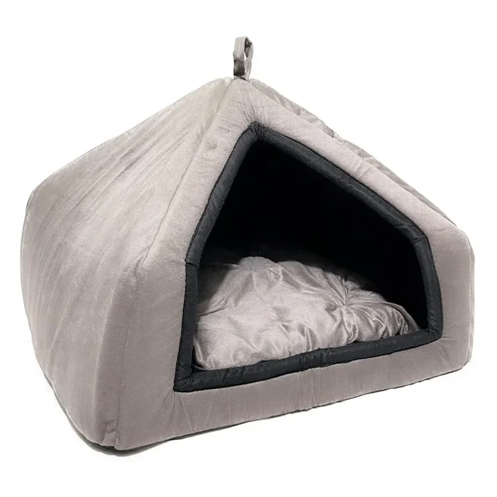 Fluffy’s Pawsome Premium Soft Velvet Fabric Bed for Dogs and Cats (Grey)