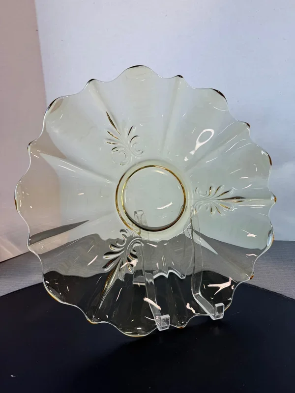 Fostoria Baroque Topaz Depression Glass Torte Plate