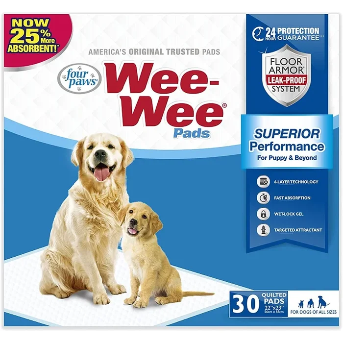 Four Paws Wee-Wee Pads 30 Pack White 22″ x 23″ x 0.1″