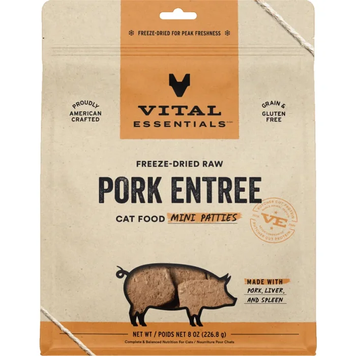Freeze Dried Cat Food – Pork Entree – Mini Patties