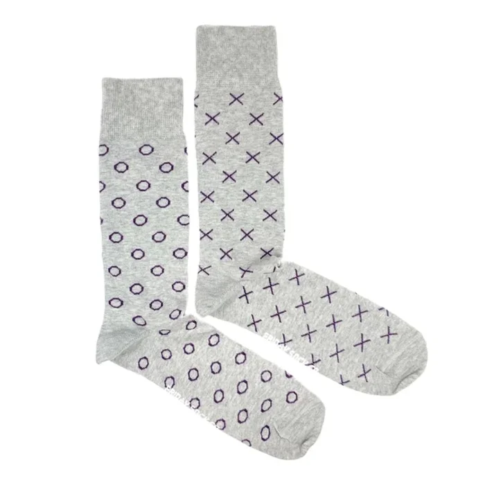 Friday Sock Co. – Men’s Socks XO Grey w/ Purple