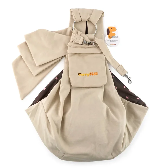 Furry Fido Pet Supplies – Furry Fido Khaki Adjustable Pocket Pet Sling