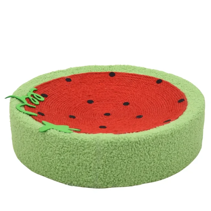 FurryLiving Watermelon Cat Bed & Scratcher Mat (Red and Green)